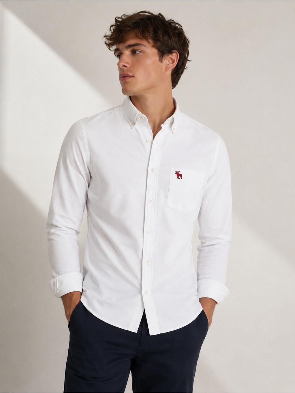 Abercrombie & Fitch White Button Down Shirt M Classic Preppy Oxford Minimalist